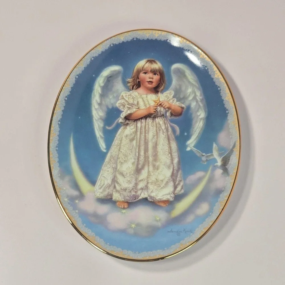 Bradford Exchange Wings of Wonder Collector Plate Sandra Kuck Blue Gold Oval 8.5